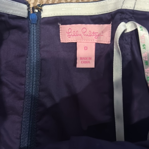 LIKE NEW LILLY PULITZER regency bubble hem navy gold dress size 0 - Picture 5 of 12